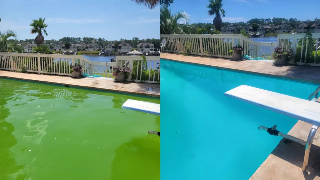 before and after applying pool cleaning basics