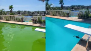 before and after applying pool cleaning basics